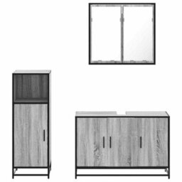 Berkfield 3 Piece Bathroom Furniture Set Grey Sonoma Engineered Wood - thumbnail 5
