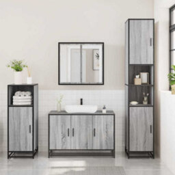 Berkfield 3 Piece Bathroom Furniture Set Grey Sonoma Engineered Wood - thumbnail 3