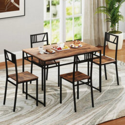 5 Pcs Dining Table Set Industrial Style Kitchen Table & 4 Chairs - thumbnail 3
