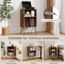 Costway Record Player Stand 3-Tier Turntable Stand Vinyl Record Storage Table - thumbnail 8