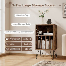 Costway Record Player Stand 3-Tier Turntable Stand Vinyl Record Storage Table - thumbnail 6