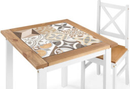 Seconique Salvador Tile Top Dining Set 2 Chairs White Distressed Waxed Pine - thumbnail 3