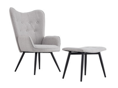 Spot On Dealz Modern Velvet Accent Chair Armchair Living Room Armchairs Relax Lounge Chair And Footstool - image 1