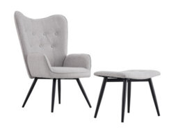 Spot On Dealz Modern Velvet Accent Chair Armchair Living Room Armchairs Relax Lounge Chair And Footstool - thumbnail 1