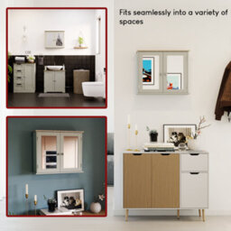 Lassic Bath Vida Priano Grey 2 Door Mirrored Bathroom Wall Cabinet - thumbnail 7