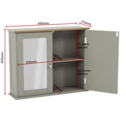 Lassic Bath Vida Priano Grey 2 Door Mirrored Bathroom Wall Cabinet - thumbnail 2