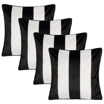OHS 4 Pack Stripe Matte Velvet Cushion Covers, Mono - 45 X 45Cm - image 1