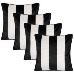 OHS 4 Pack Stripe Matte Velvet Cushion Covers, Mono - 45 X 45Cm - thumbnail 1