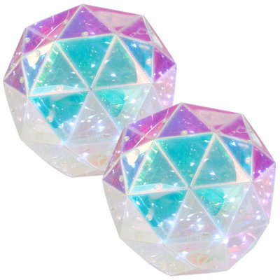 Urbn-Living Urbnliving 20Cm Round 2 Pcs Iridescent Ball Decoration 30 Led String Fairy Lights Indoor Wedding Decor - image 1