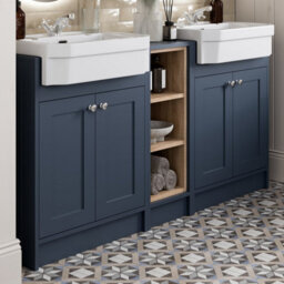Affine 1540mm Traditional Double Vanity Basin Unit & Shelving Bathroom Furniture Blue - thumbnail 3
