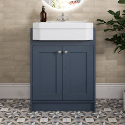 Affine 1540mm Traditional Double Vanity Basin Unit & Shelving Bathroom Furniture Blue - thumbnail 4