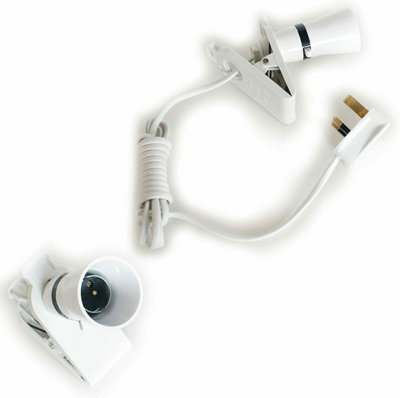 2M Clip-On Spot Light Bulb Lamp Holder - Mains Cable - 60W 5A - B22 Bayonet