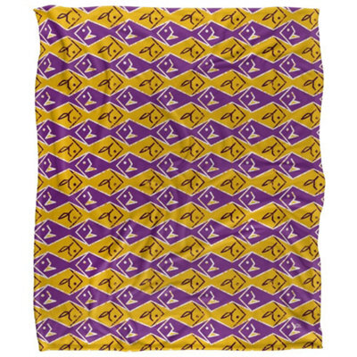 Jq Licensing Silky Patterned Fishing Supersoft Blanket Yellow/purple (One Size) - image 1