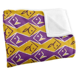 Jq Licensing Silky Patterned Fishing Supersoft Blanket Yellow/purple (One Size) - thumbnail 3