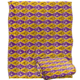 Jq Licensing Silky Patterned Fishing Supersoft Blanket Yellow/purple (One Size) - thumbnail 2
