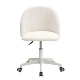 Living And Home White Height Adjustable Vanity Chair Dressing Stool With Wheels - thumbnail 2