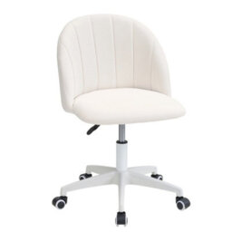 Living And Home White Height Adjustable Vanity Chair Dressing Stool With Wheels - thumbnail 1