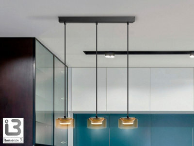 Luminosa Lighting Luminosa Olaia Bar Pendant Ceiling Light Black, Amber 3Xgx53 3000K 660Lm - Uk Stock - image 1