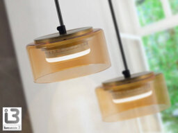 Luminosa Lighting Luminosa Olaia Bar Pendant Ceiling Light Black, Amber 3Xgx53 3000K 660Lm - Uk Stock - thumbnail 3