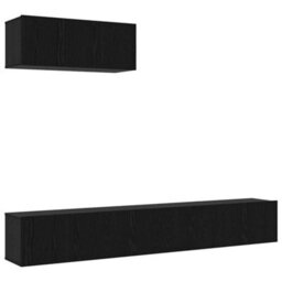 Berkfield Modern 3 Piece Tv Cabinet Set Wall-Mounted Black Oak Engineered Wood - thumbnail 1