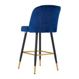 Living And Home Set Of 2 Blue Upholstered Bar Stools With Backrest - thumbnail 4