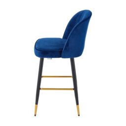 Living And Home Set Of 2 Blue Upholstered Bar Stools With Backrest - thumbnail 3