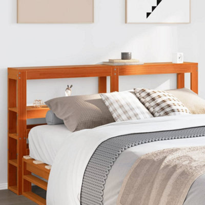 Berkfield Headboard With Shelves Wax Brown 140 Cm Solid Wood Pine - image 1