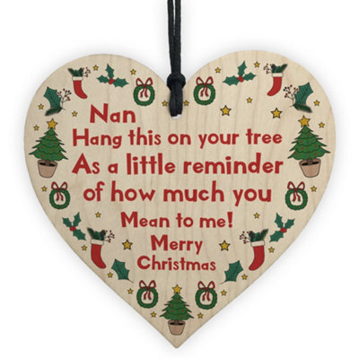 Red Ocean Christmas Tree Decoration For Nan Novelty Wooden Hanging Bauble Gift For Nan Nanny - image 1