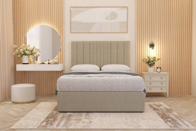 Somnior Beds Somnior Alexas Divan Bed Set With Midnight Pocket Sprung Mattress And Headboard Beige Linen - image 1