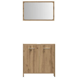 Berkfield 4 Piece Bathroom Furniture Set Artisan Oak Engineered Wood - thumbnail 8
