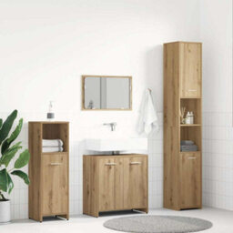 Berkfield 4 Piece Bathroom Furniture Set Artisan Oak Engineered Wood - thumbnail 1