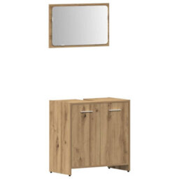 Berkfield 4 Piece Bathroom Furniture Set Artisan Oak Engineered Wood - thumbnail 5