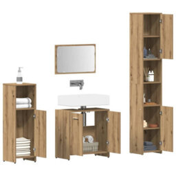 Berkfield 4 Piece Bathroom Furniture Set Artisan Oak Engineered Wood - thumbnail 3