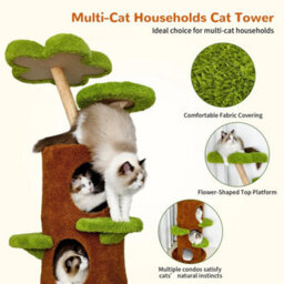 58Inch Tall Tree Cat Tree Tower Multi-Level Indoor Large Pet Cat Activity Center - thumbnail 6