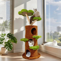 58Inch Tall Tree Cat Tree Tower Multi-Level Indoor Large Pet Cat Activity Center - thumbnail 5