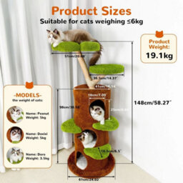 58Inch Tall Tree Cat Tree Tower Multi-Level Indoor Large Pet Cat Activity Center - thumbnail 2