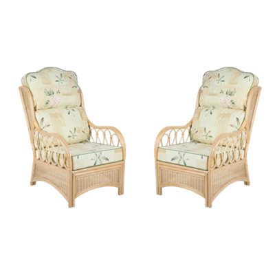 Alfresia New Conservatory Pair Of Chairs With Harrogate Natural High Back Cushion