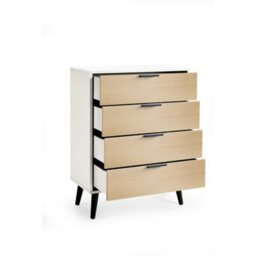 Julian Bowen Alba 4 Drawer Dresser, White And Oak, Wood, Horizontal Chest, Two Tone, Height: 100 X Width: 78 X Depth: 40Cm - thumbnail 3