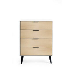 Julian Bowen Alba 4 Drawer Dresser, White And Oak, Wood, Horizontal Chest, Two Tone, Height: 100 X Width: 78 X Depth: 40Cm - thumbnail 4