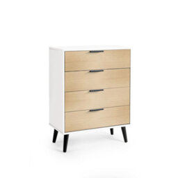 Julian Bowen Alba 4 Drawer Dresser, White And Oak, Wood, Horizontal Chest, Two Tone, Height: 100 X Width: 78 X Depth: 40Cm - thumbnail 2