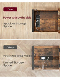 LEDREM Slim Side Table With Charging Station, Narrow Bedside Table With Storage, End Table With Usb Ports, Outlets, For Living Room - thumbnail 3