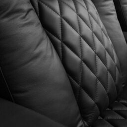 Valencia Tuscany Home Cinema Seating Row Of 3 Loveseat Right Black Nappa Leather Diamond Stitching Power Headrest - thumbnail 4