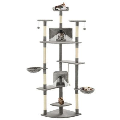 Walplus Cat Tree With Sisal Scratching Posts 203 Cm Grey And White - image 1