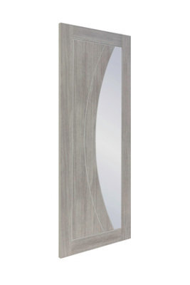 Xl Joinery Internal Laminate White Grey Salerno With Clear Glass Door - 2040 X 726 X 40mm - image 1