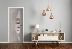 Xl Joinery Internal Laminate White Grey Salerno With Clear Glass Door - 2040 X 726 X 40mm - thumbnail 3