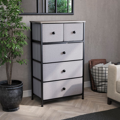 Lassic Vida Designs Chorley 5 Drawer Fabric Ukfr Chest Of Drawers, Beige & Grey Wood