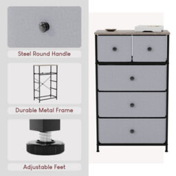 Lassic Vida Designs Chorley 5 Drawer Fabric Ukfr Chest Of Drawers, Beige & Grey Wood - thumbnail 9