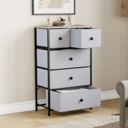 Lassic Vida Designs Chorley 5 Drawer Fabric Ukfr Chest Of Drawers, Beige & Grey Wood - thumbnail 5