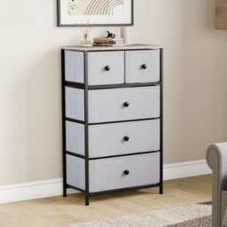 Lassic Vida Designs Chorley 5 Drawer Fabric Ukfr Chest Of Drawers, Beige & Grey Wood - thumbnail 4
