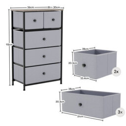 Lassic Vida Designs Chorley 5 Drawer Fabric Ukfr Chest Of Drawers, Beige & Grey Wood - thumbnail 3